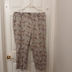 Talbots The Perfect Crop Pants Women's Size 18W Paisley